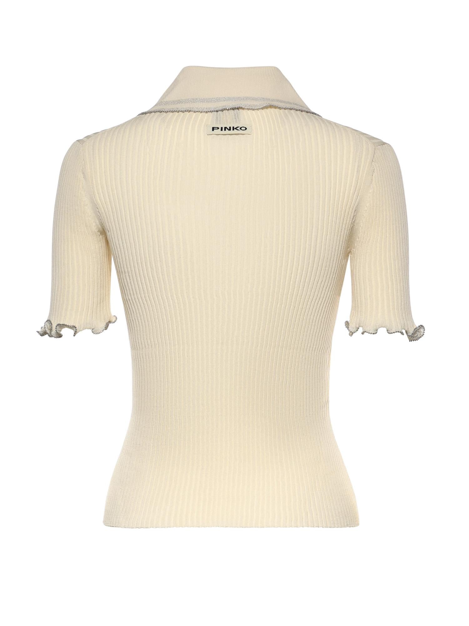 Maglia a costine con bordi gioiello 106287 A343C14 PINKO 