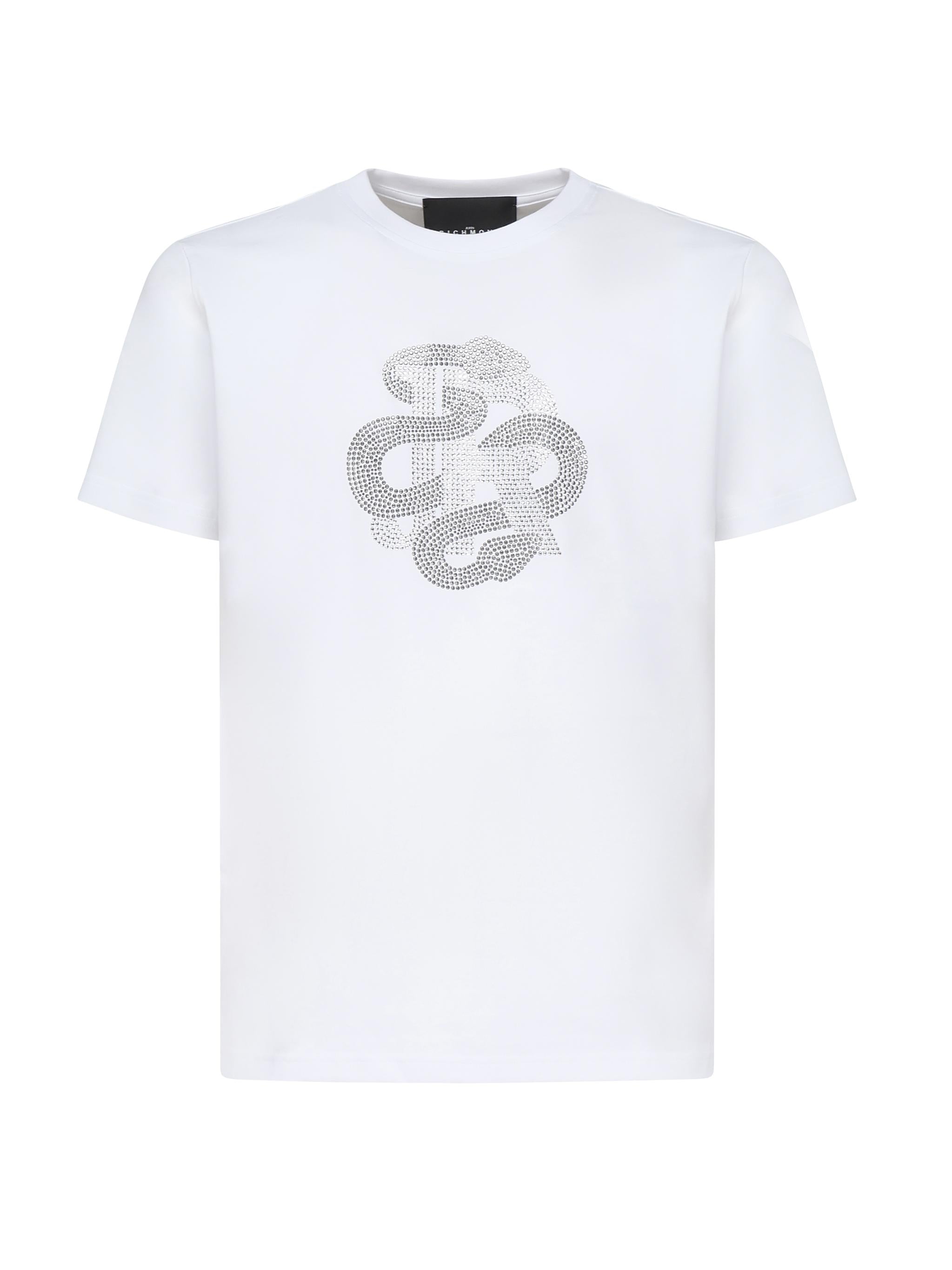T-shirt con logo strass RMP25481TS WHITE JOHN RICHMOND 