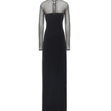 Abito lungo con maniche in rete e strass 79AAO440 N0356899 GENNY 