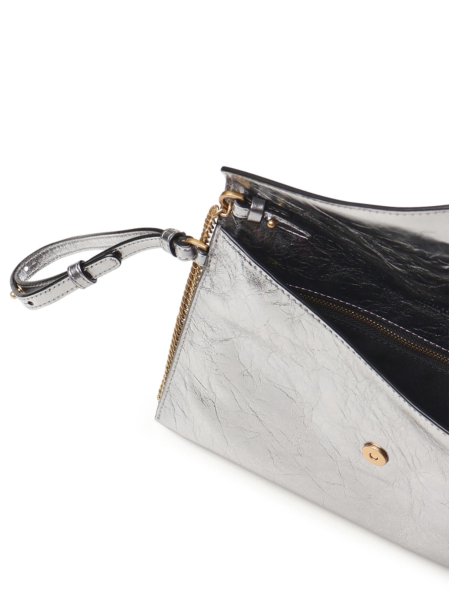 Pochette Envelope in pelle metallizzata con logo 104820 A2OTKZ7Q PINKO 