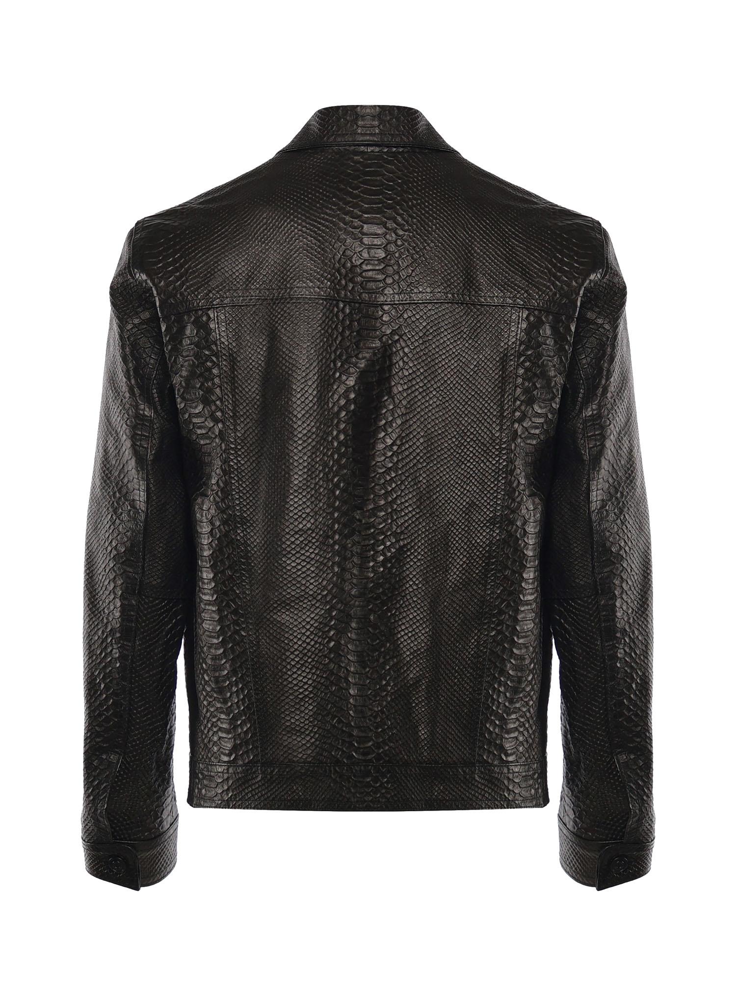 Giubbotto Julius in pelle<BR/> JULIUS CAESAR PITONENERO GIULIANO GALIANO 