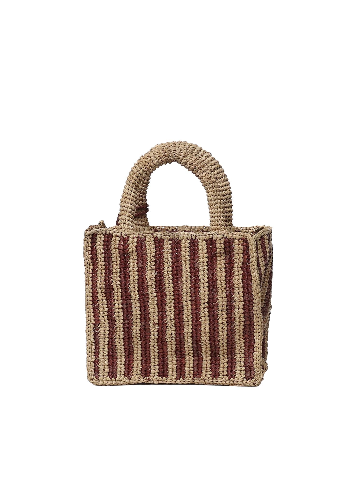 Borsa Mini Vanity rafia con stampa a righe VAMI004 00406L MC2 SAINT BARTH 
