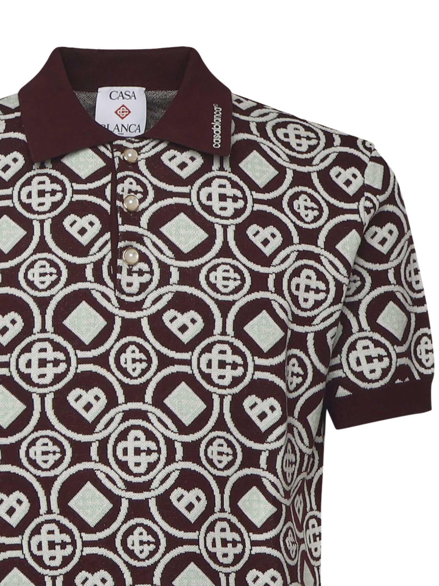 Polo in maglia di cotone con monogramma MAW25KW1092 01 CASABLANCA 