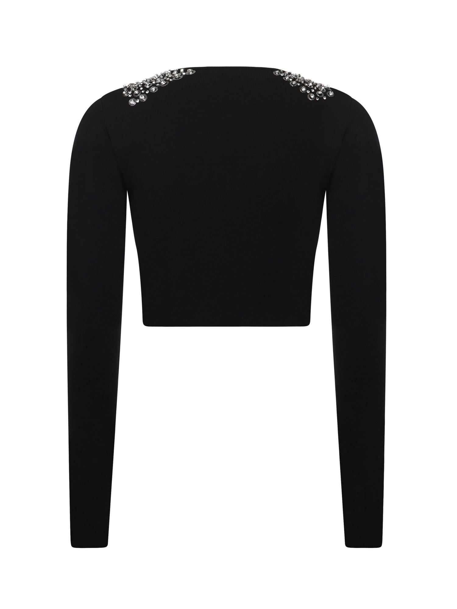 Maglia cropped con paillettes e cristalli<BR/><BR/> 105734 A2UTZI1 PINKO 