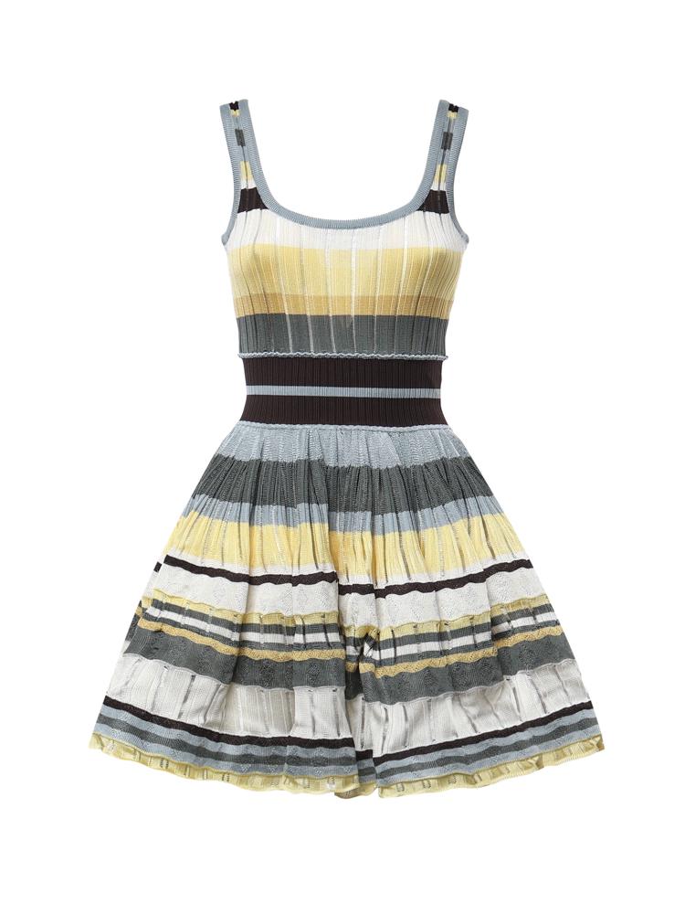 Abito corto in maglia a righe AA9R3100K266D 908 ALAIA 