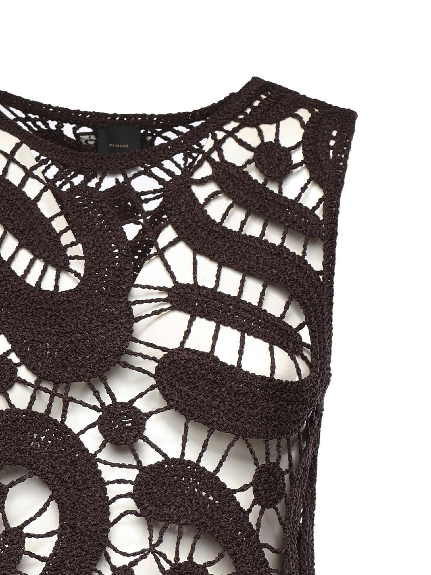 Top smanicato crochet geometrico 106438 A354M05 PINKO 