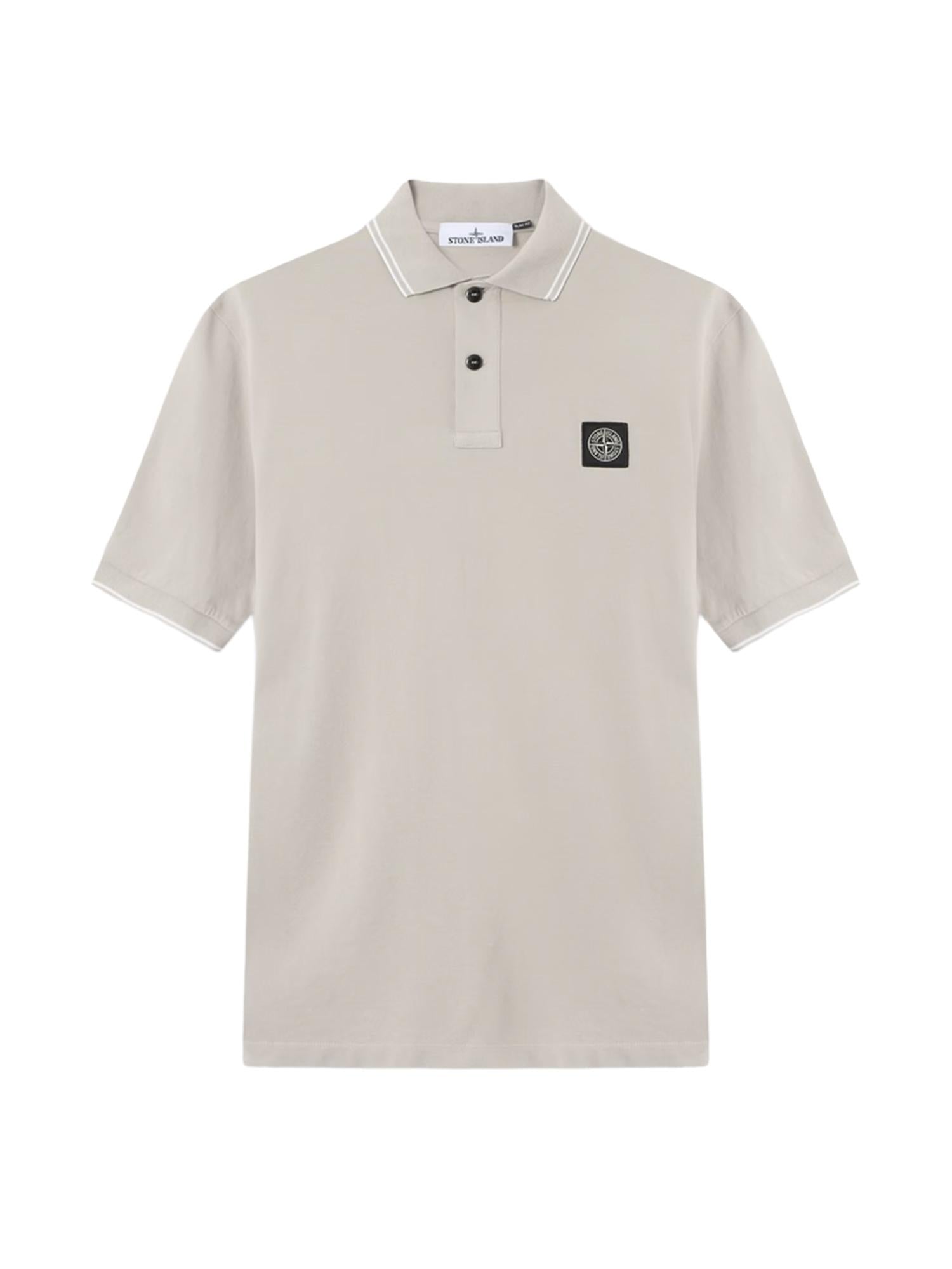Polo in piqué di cotone con patch Compass L1S152200010 S0018V0061 STONE ISLAND 