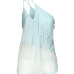 Top monospalla in raso con pizzo e paillettes 104765 A2DGE28 PINKO 