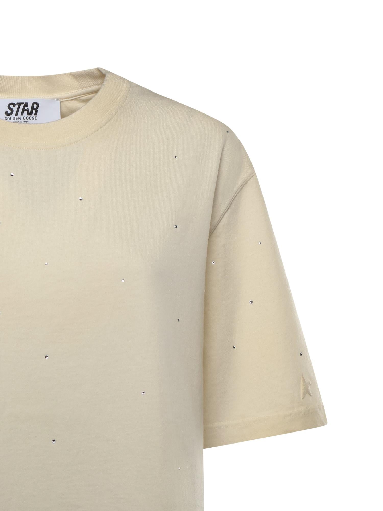 T-shirt Star in cotone con cristalli GUP01873 P00242111616 GOLDEN GOOSE 
