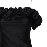 TOP IN JERSEY STRETCH CON ROUCHES COPT79F5001 BLK COPERNI 