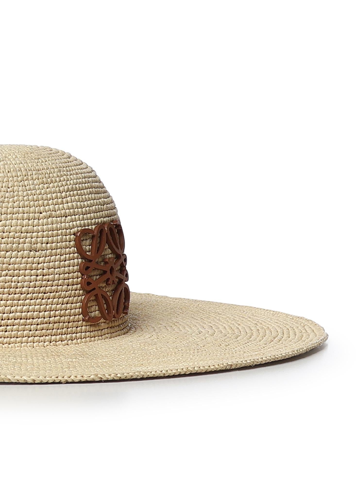 Cappello da sole in rafia e pelle di vitello K820SUHX04 2123 LOEWE 