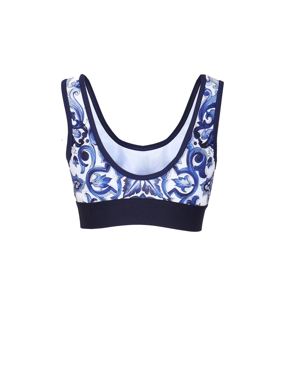 Top in jersey stampa maiolica con elastico logato F75H7T FPG7BHX3TN DOLCE & GABBANA 