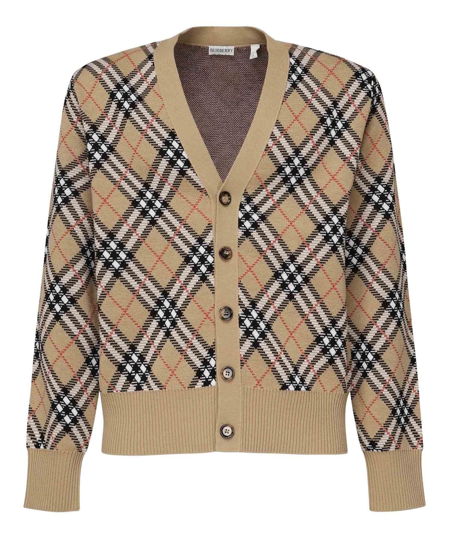 Cardigan in misto lana e mohair Check 8110629 B9368 BURBERRY 