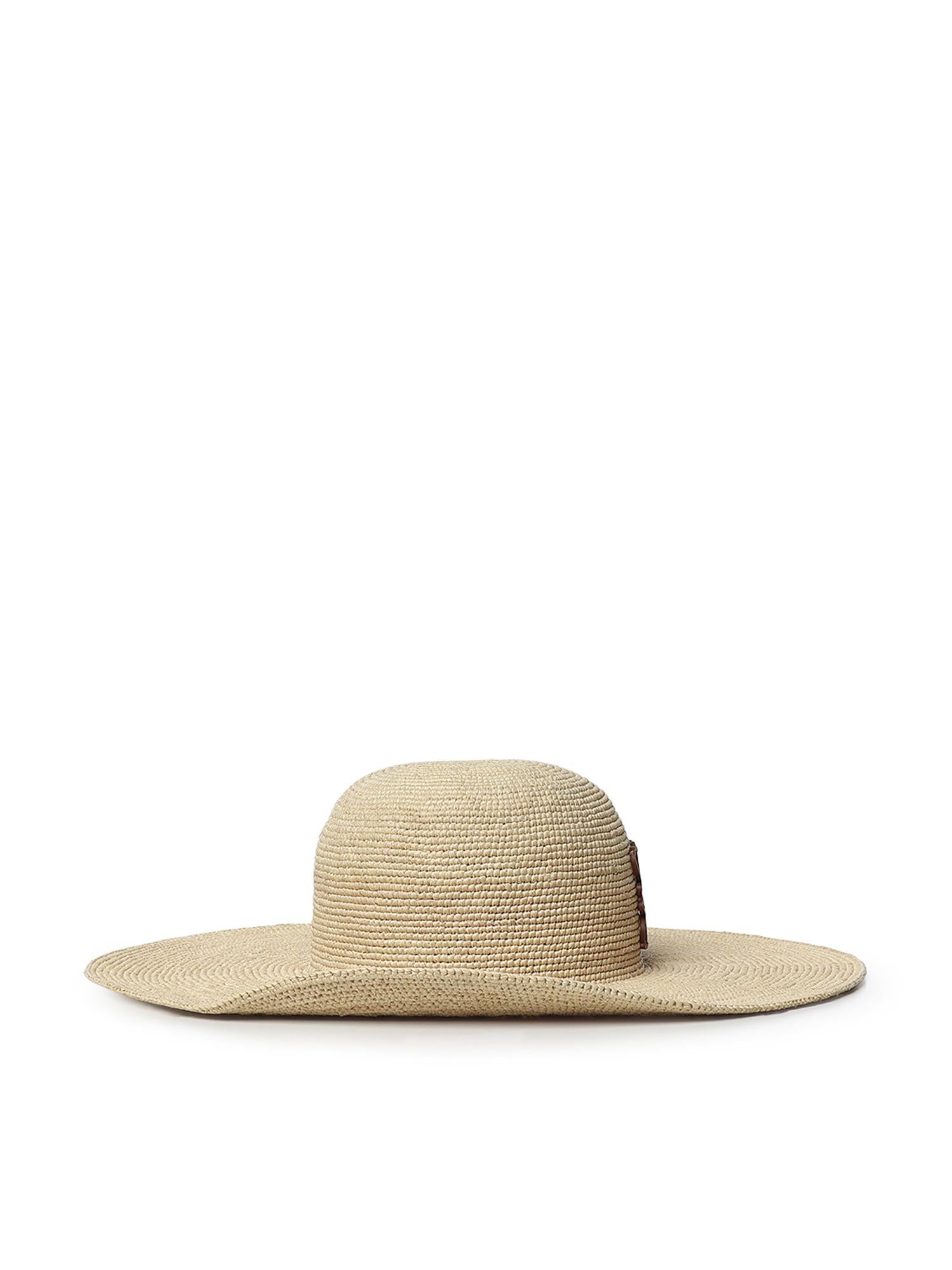 Cappello da sole in rafia e pelle di vitello K820SUHX04 2123 LOEWE 