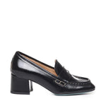 Mocassino in vernice con tacco<BR/> CELESTE 02 VERLUXNERO FRATELLI RUSSO 
