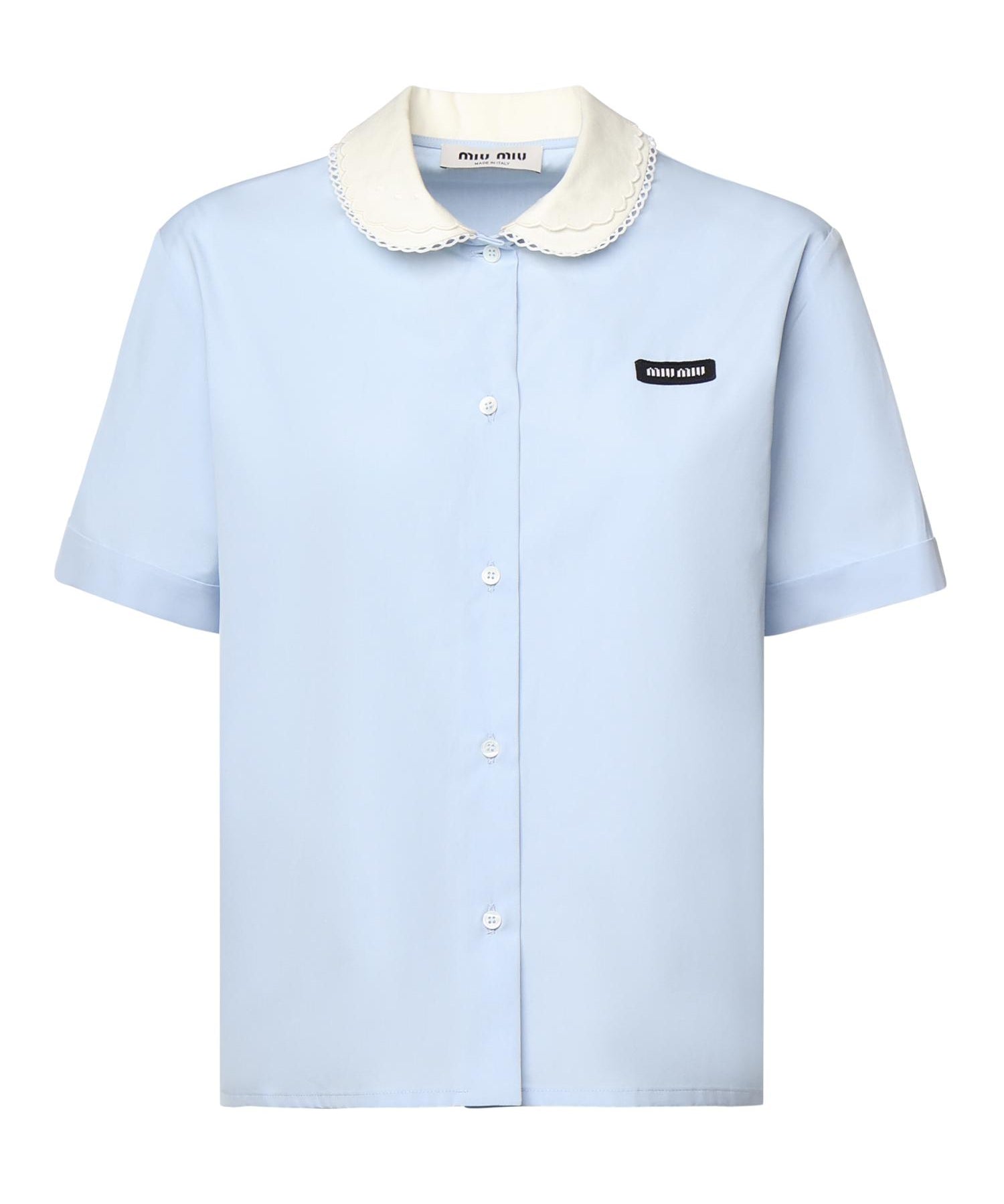 Camicia in cotone con logo MK2020 10IVF0013 MIU MIU 