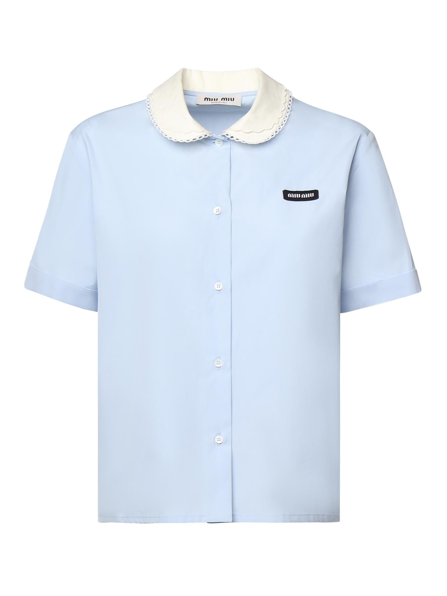 Camicia in cotone con logo MK2020 10IVF0013 MIU MIU 