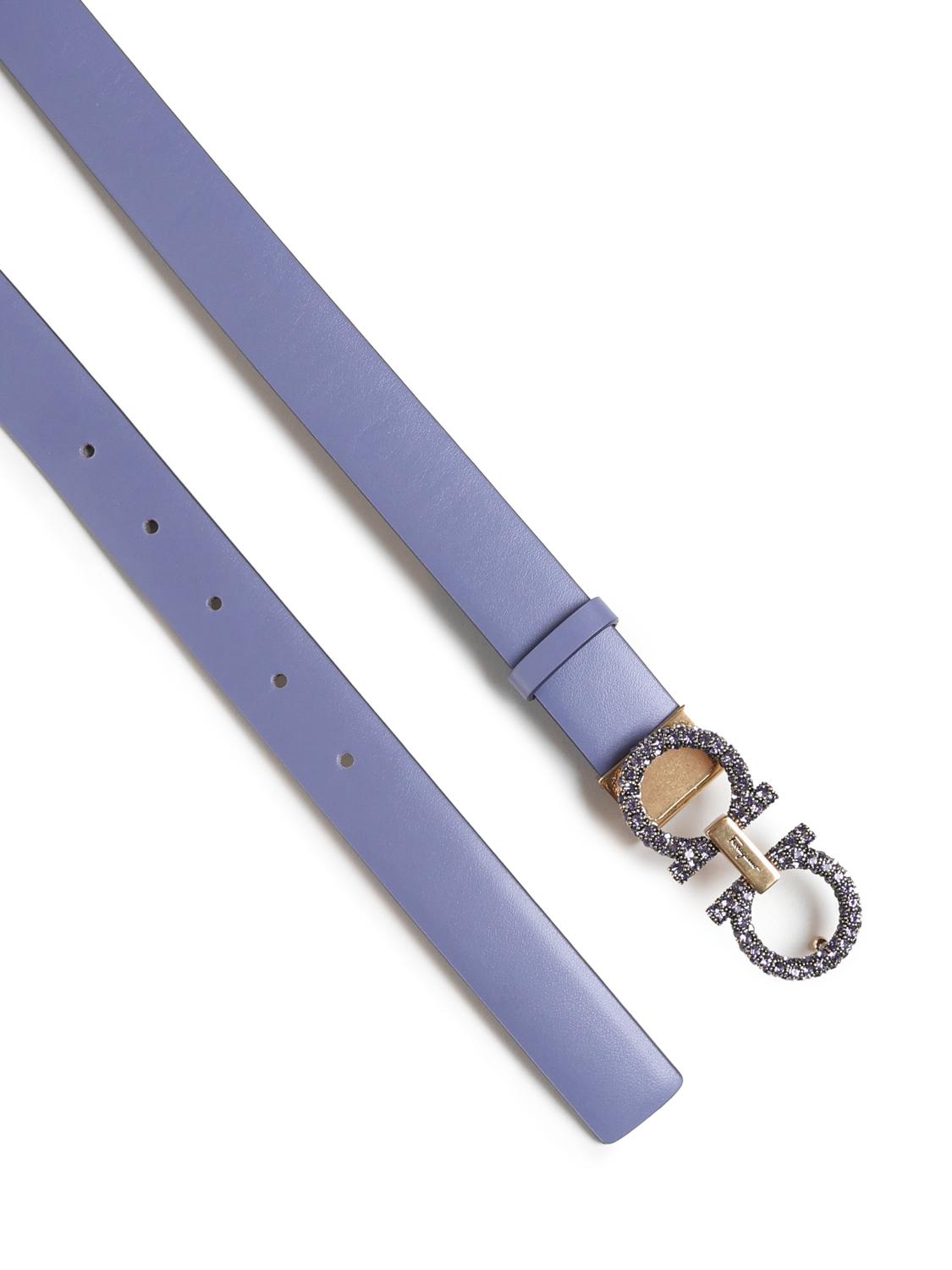 Cintura in pelle con fibbia Gancio e cristalli 23B727 754874014 FERRAGAMO 