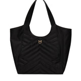 Borsa shopper in tessuto trapunta puzzle 104536 A1EUZ99Q PINKO 