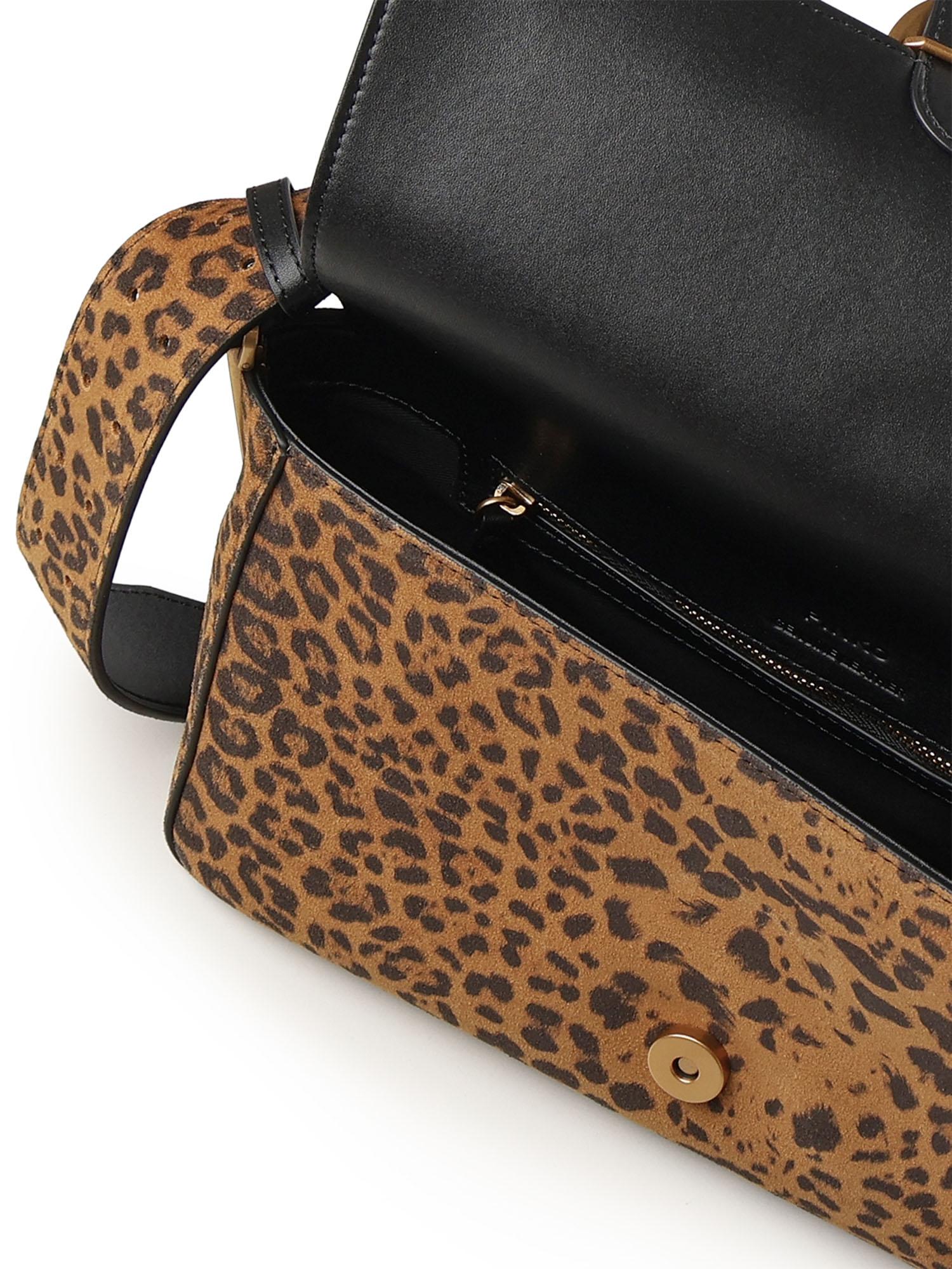 Borsa a spalla media Love Bag One Slouchy in suede leopardato 106243 A32AM35Q PINKO 