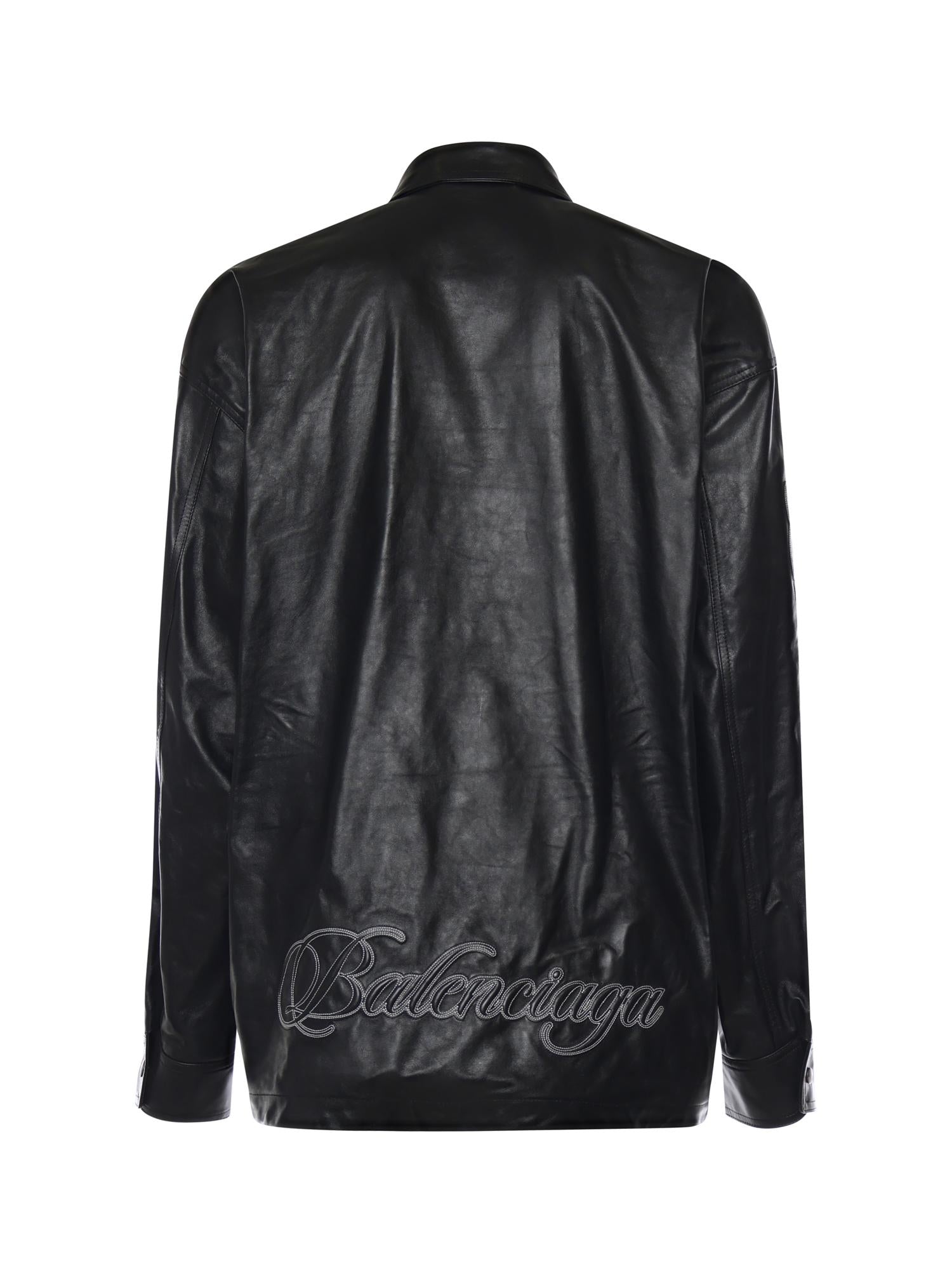 Overshirt in pelle con logo 856341 TRS131000 BALENCIAGA 