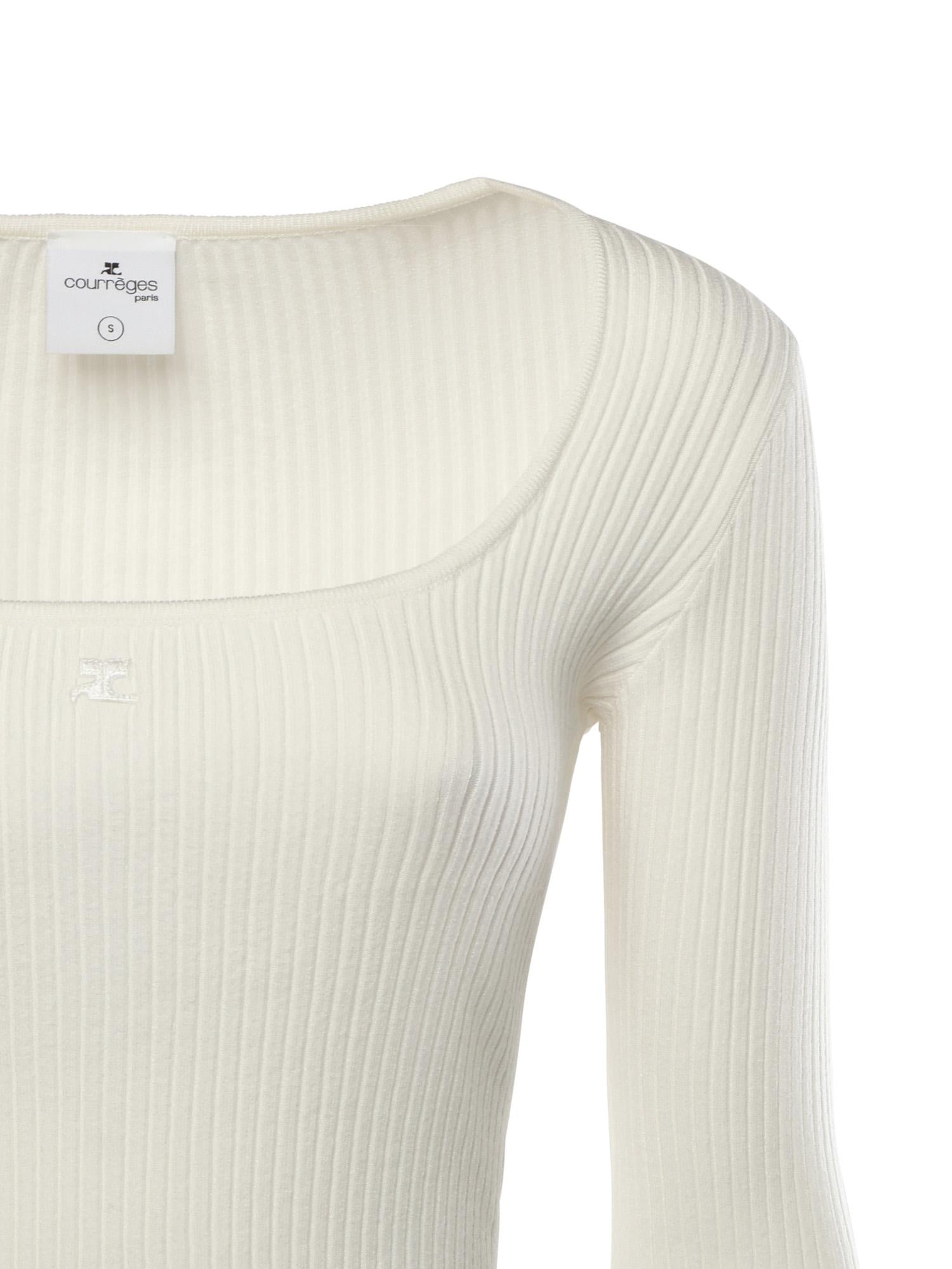 Top Heritage in maglia a costine 126MT0479FI0001 0001 COURREGES 