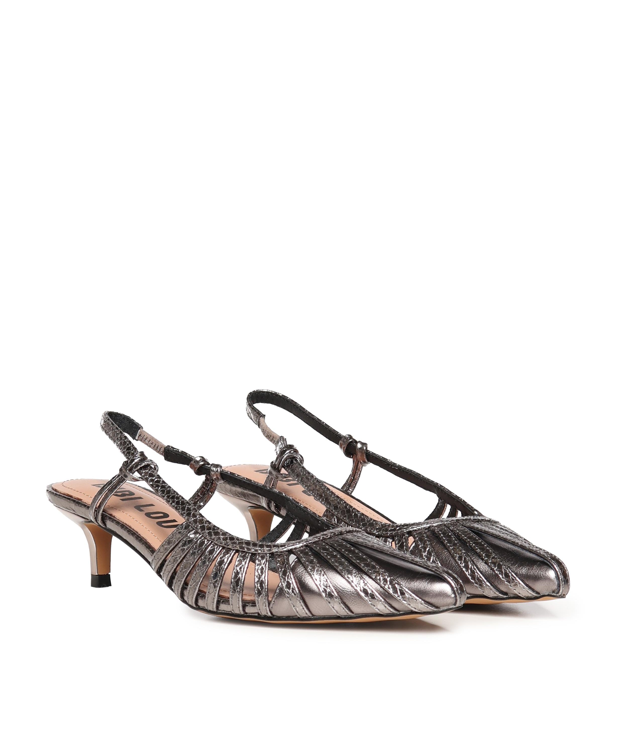 Pumps slingback in pelle metalizzata 774Z94HG PLOMO BIBI LOU 