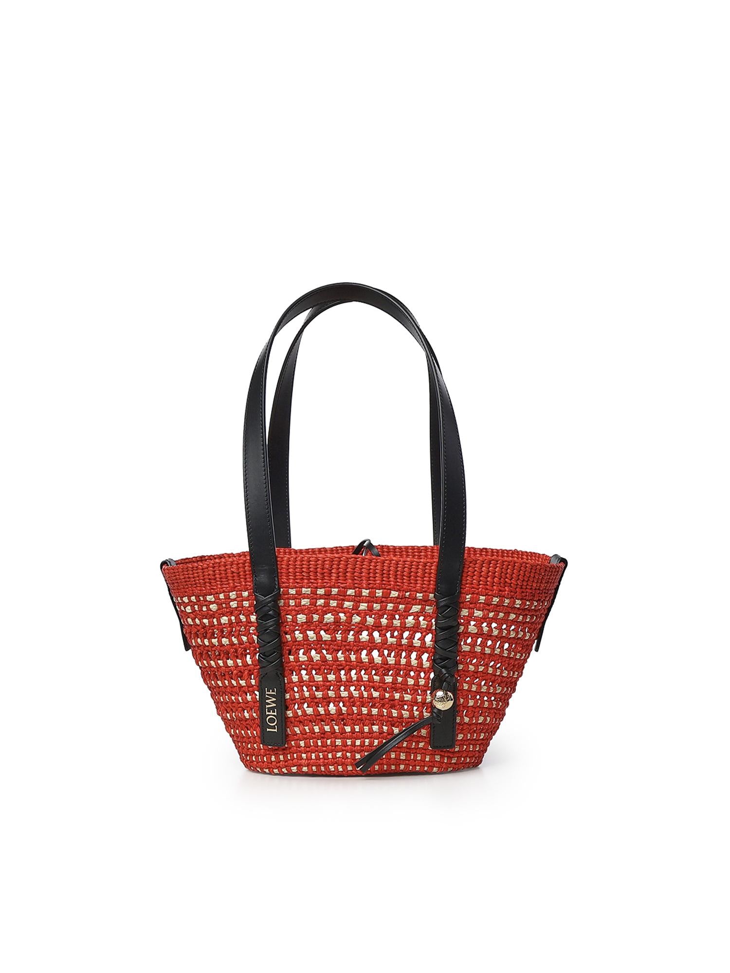 Borsa cesto Braid piccola in palma Iraca e pelle di vitello ASCPIBSX01 7116 LOEWE 
