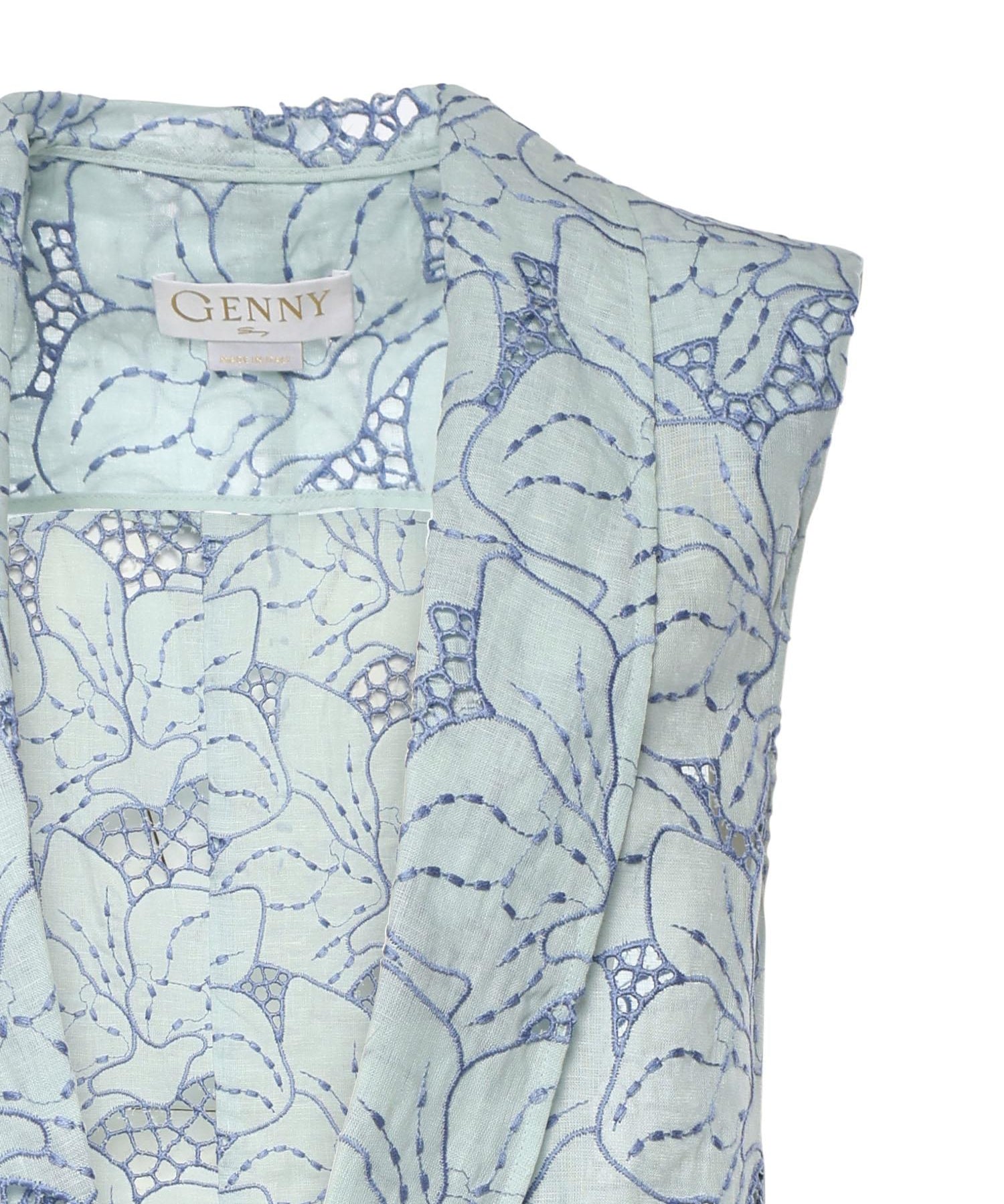 Gilet in lino con ricamo orchidea 80AAP544 NR015V67 GENNY 