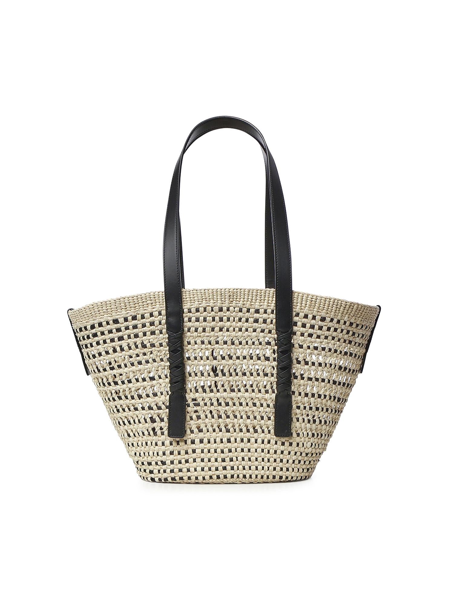 Borsa cesto Braid media in palma Iraca e pelle di vitello ASCPNIBX02 2165 LOEWE 