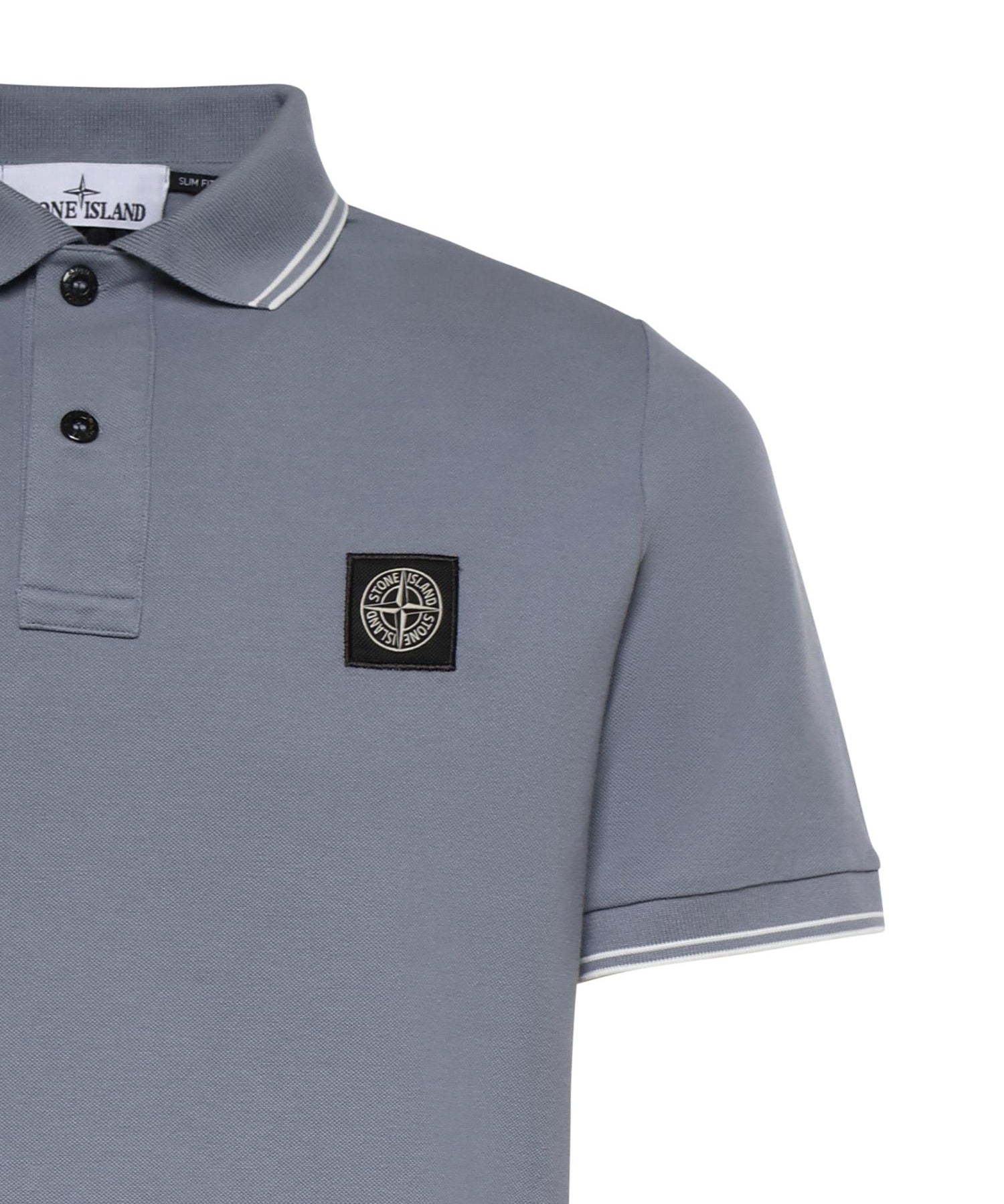 Polo in piqué di cotone con patch Compass L1S152200010 S0018V0024 STONE ISLAND 