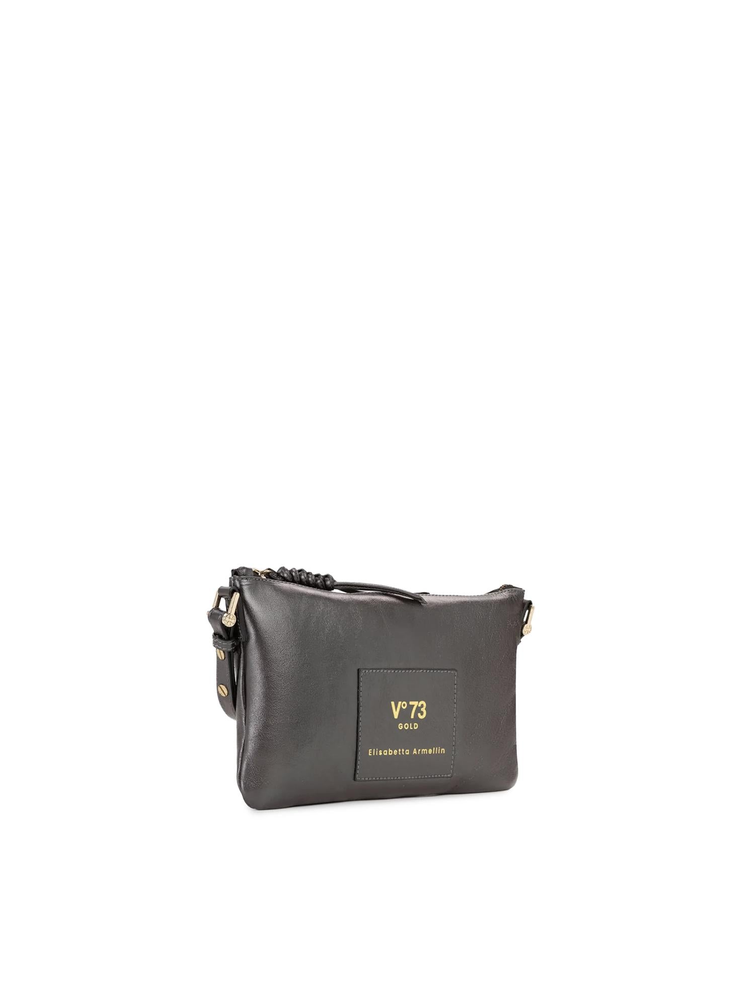 Borsa a tracolla in pelle con logo 73BP9VT03 LOLLI POPPOP BLACK V° 73 