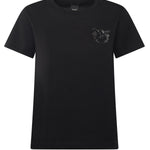T-shirt con ricamo logo Love Birds in cristalli 103320 A2RNZ99 PINKO 