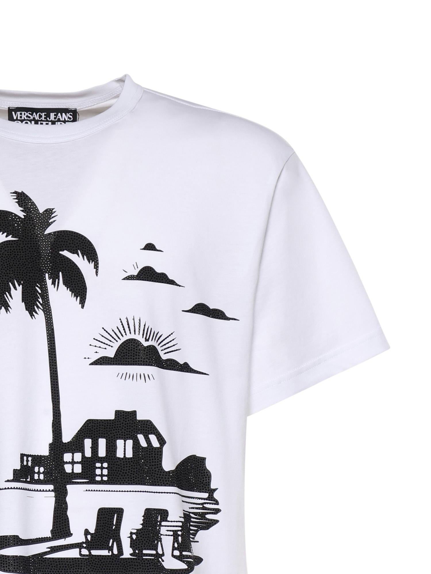 T-shirt in jersey di cotone con stampa 80GAHT11 CJ00T3 VERSACE JEANS COUTURE 