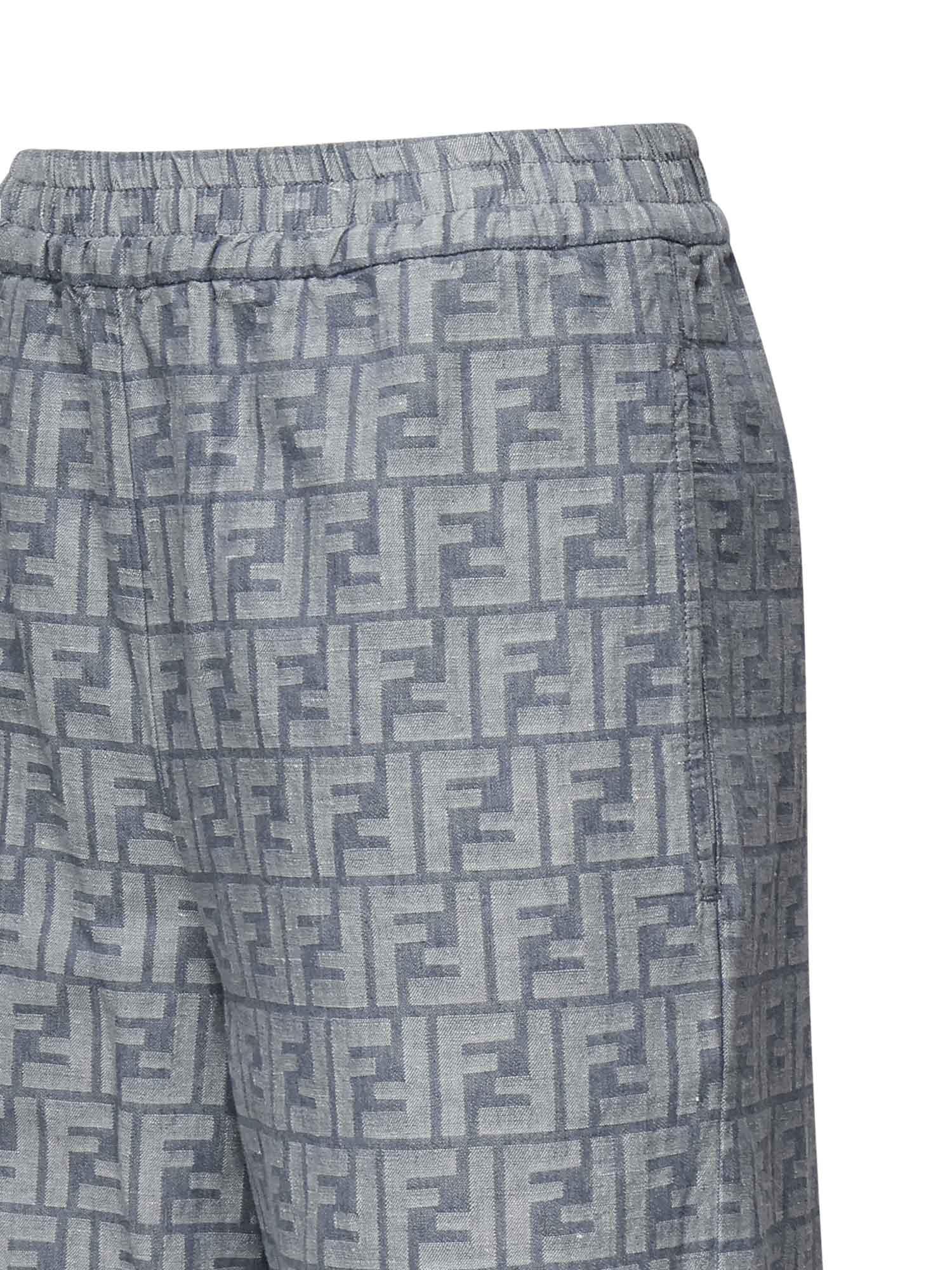 Pantaloni in chambray FF jacquard<BR/> FLP869 ASMFF1SAT FENDI 