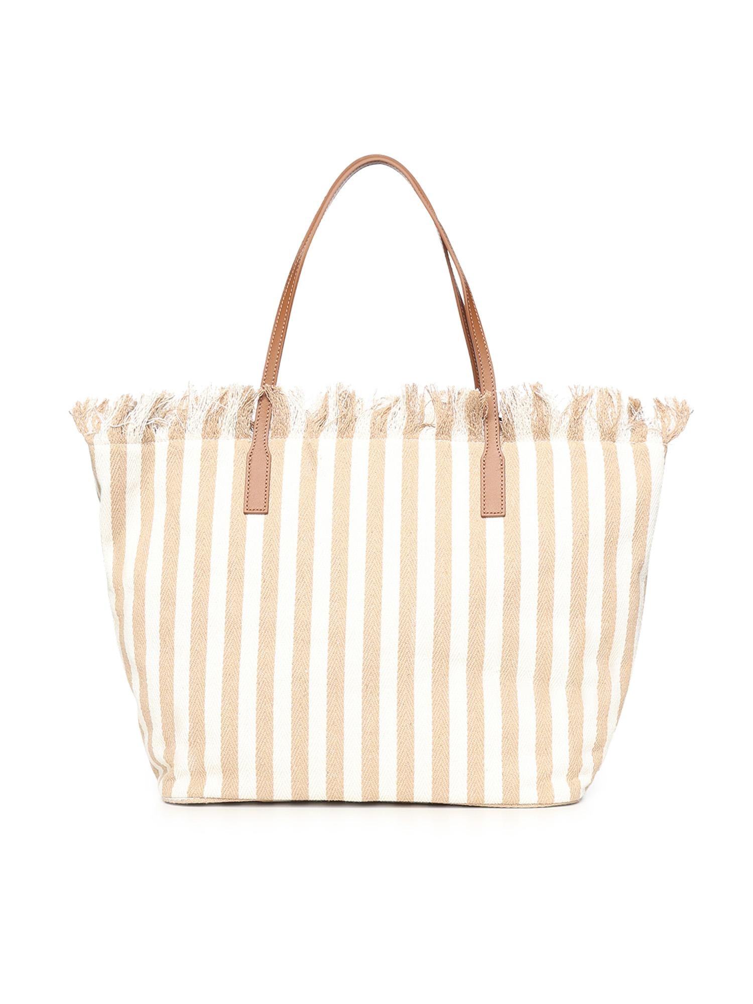 Borsa City in canvas a righe CBF0001 01763L MC2 SAINT BARTH 