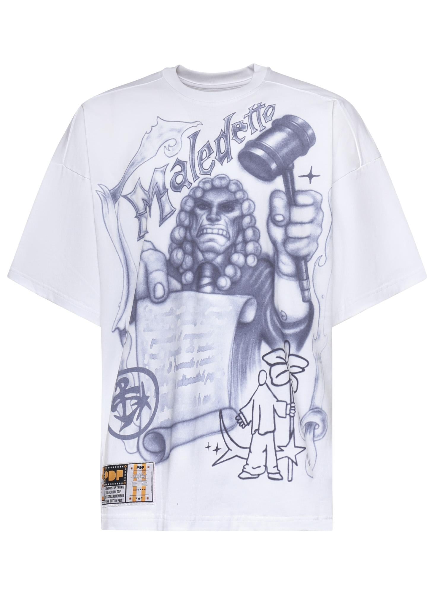 T-shirt The Boy Giudice Maledetto in cotone DFM54029TJ112JUDGE WHITE WHITE PDF CHANNEL 