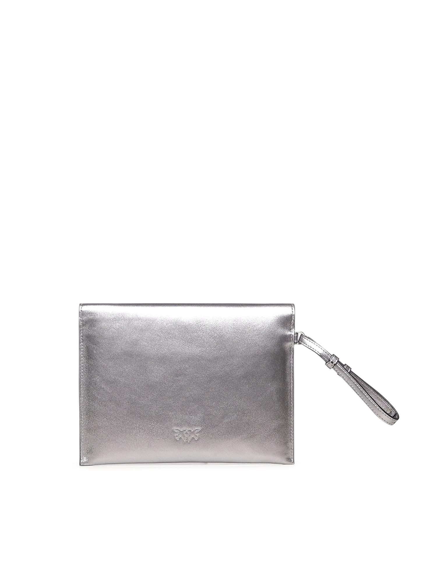 Bustina in pelle metalizzata con logo 104820 A2O9KZ7E PINKO 
