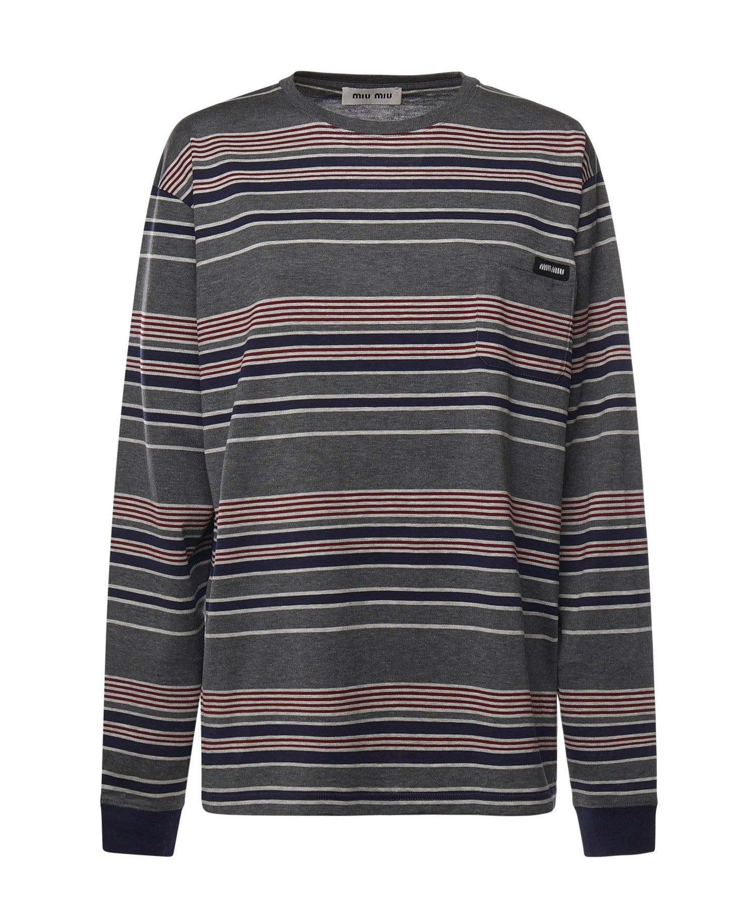 T-shirt in jersey a righe MJLA18 18ZVF0R3S MIU MIU 