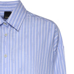 Camicia cropped in cotone a righe 106249 A36JEZB PINKO 