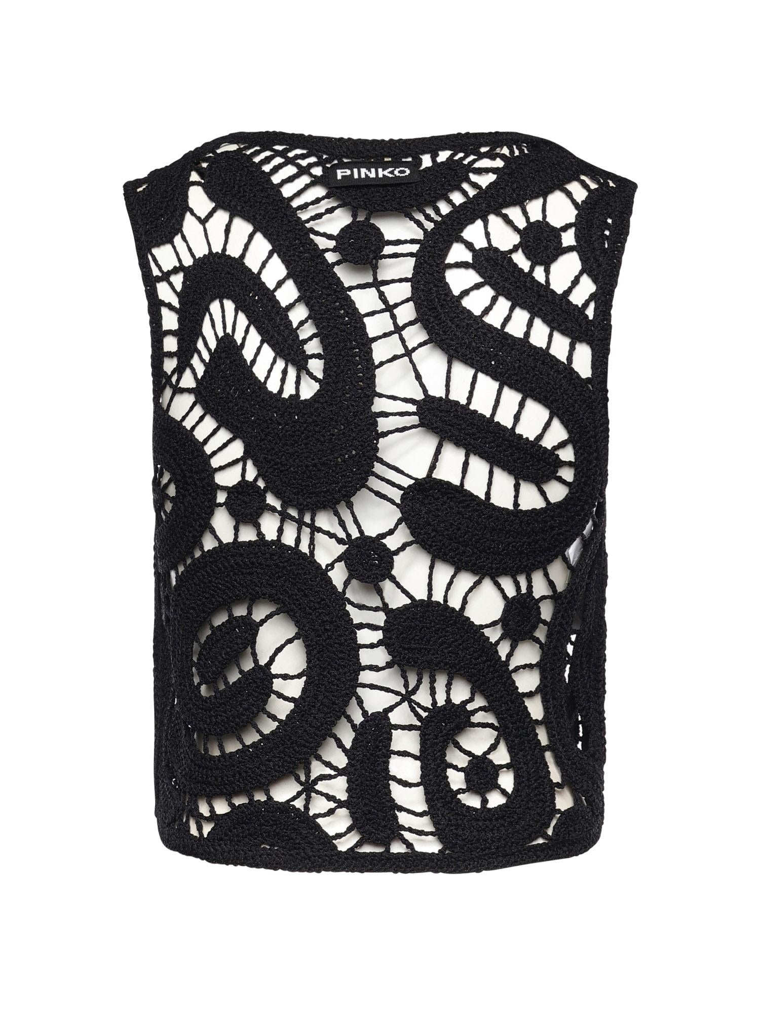 Top smanicato crochet geometrico 106438 A354Z99 PINKO 