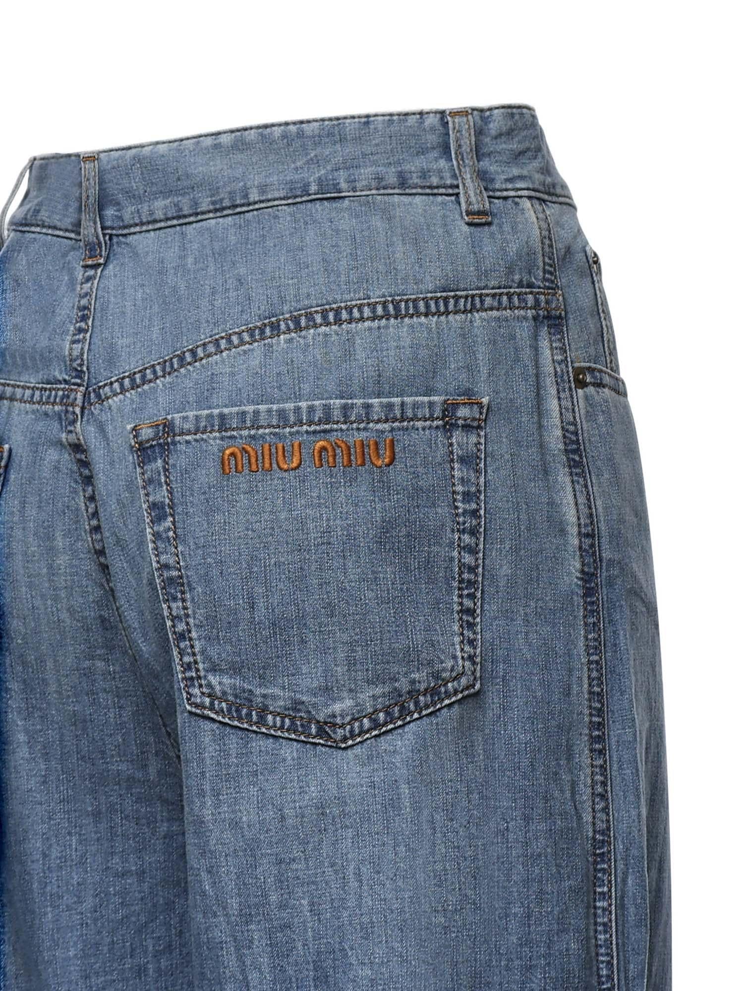 Jeans in chambray con logo GWP394 193KF0013 MIU MIU 