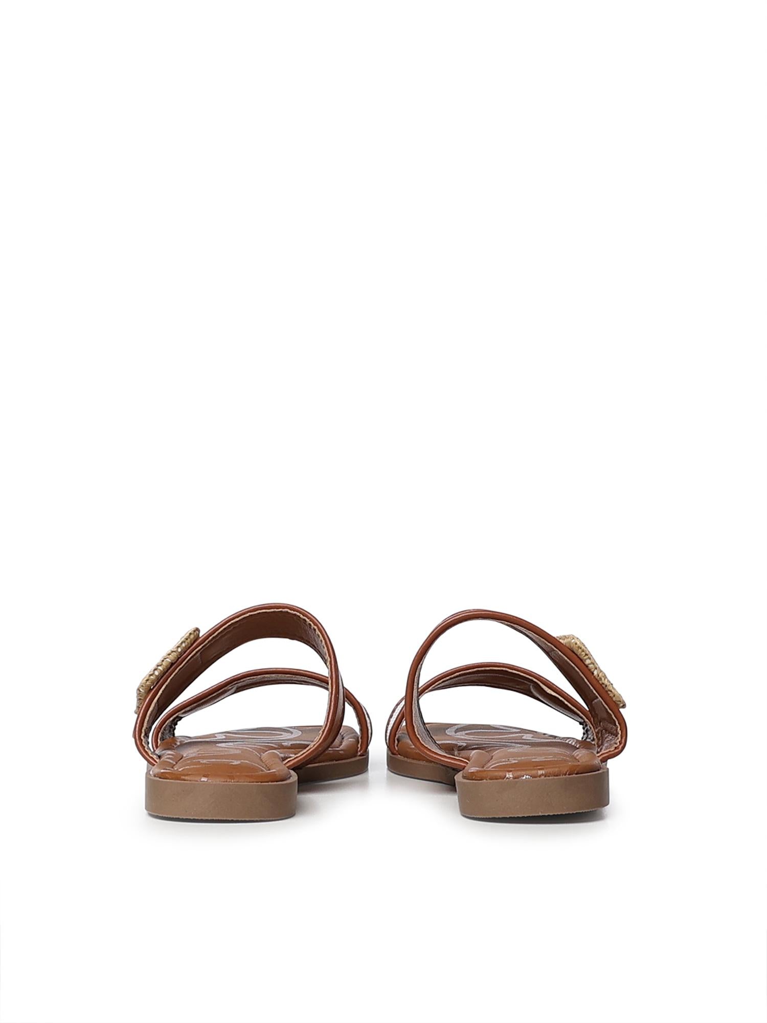 Sandali flat Cassie con logo 73SC9XW01 CASSIE FLATNATURALE/CUOIO V° 73 