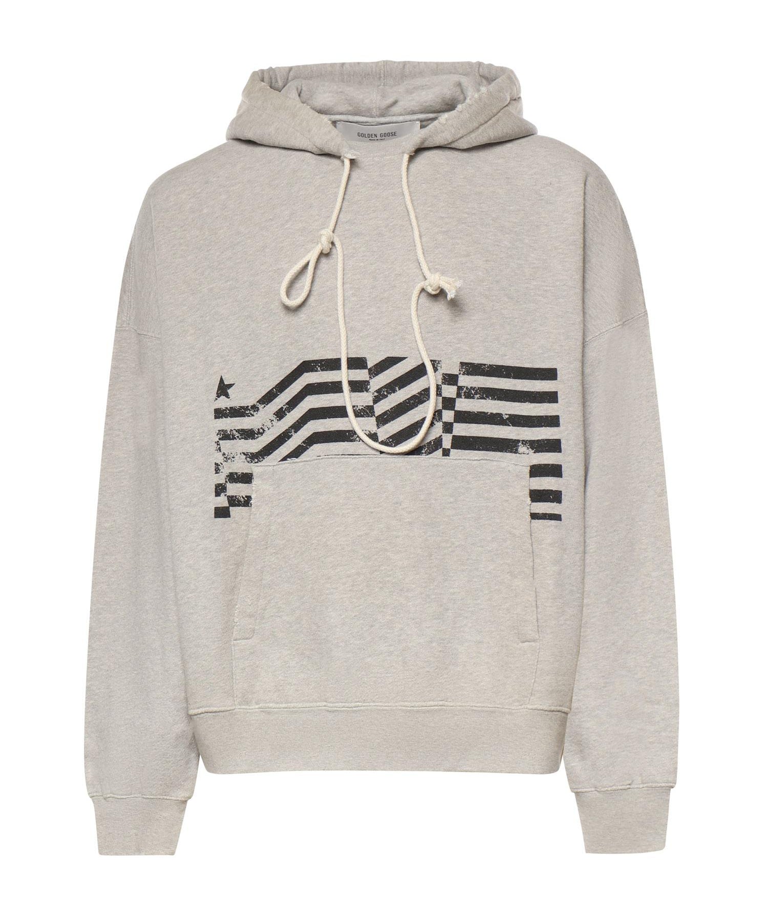 Felpa con cappuccio con stampa Flag vintage GUP02545 P00238160513 GOLDEN GOOSE 