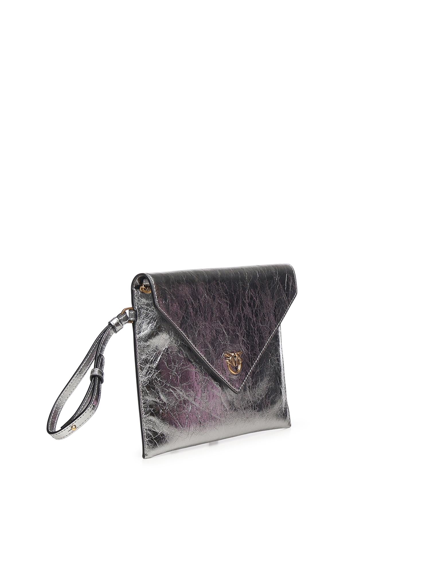 Pochette Envelope in pelle metallizzata con logo 104820 A2OTKZ7Q PINKO 