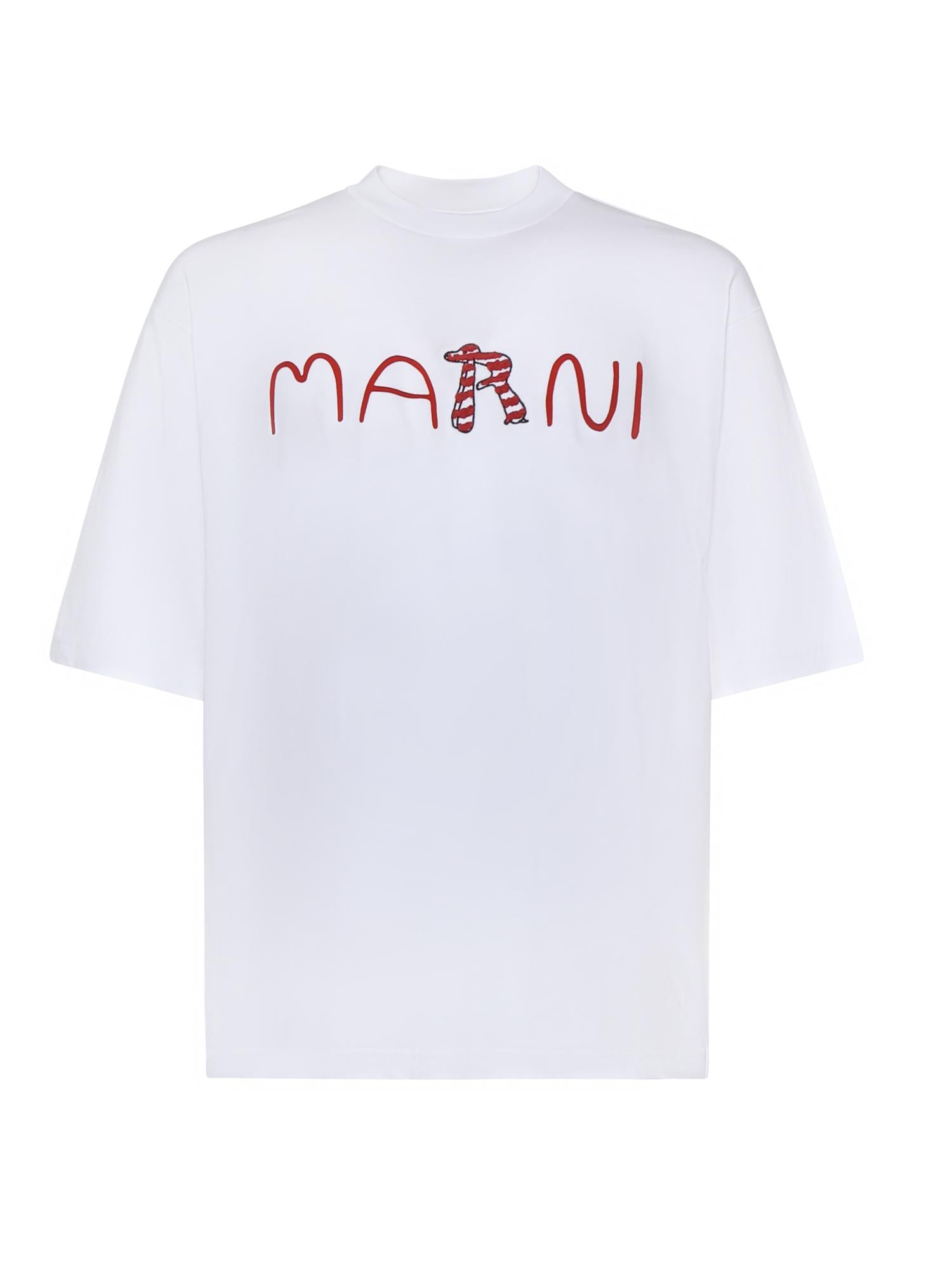 T-shirt in cotone con logo HUMU0223S2 USCY86LOW01 MARNI 