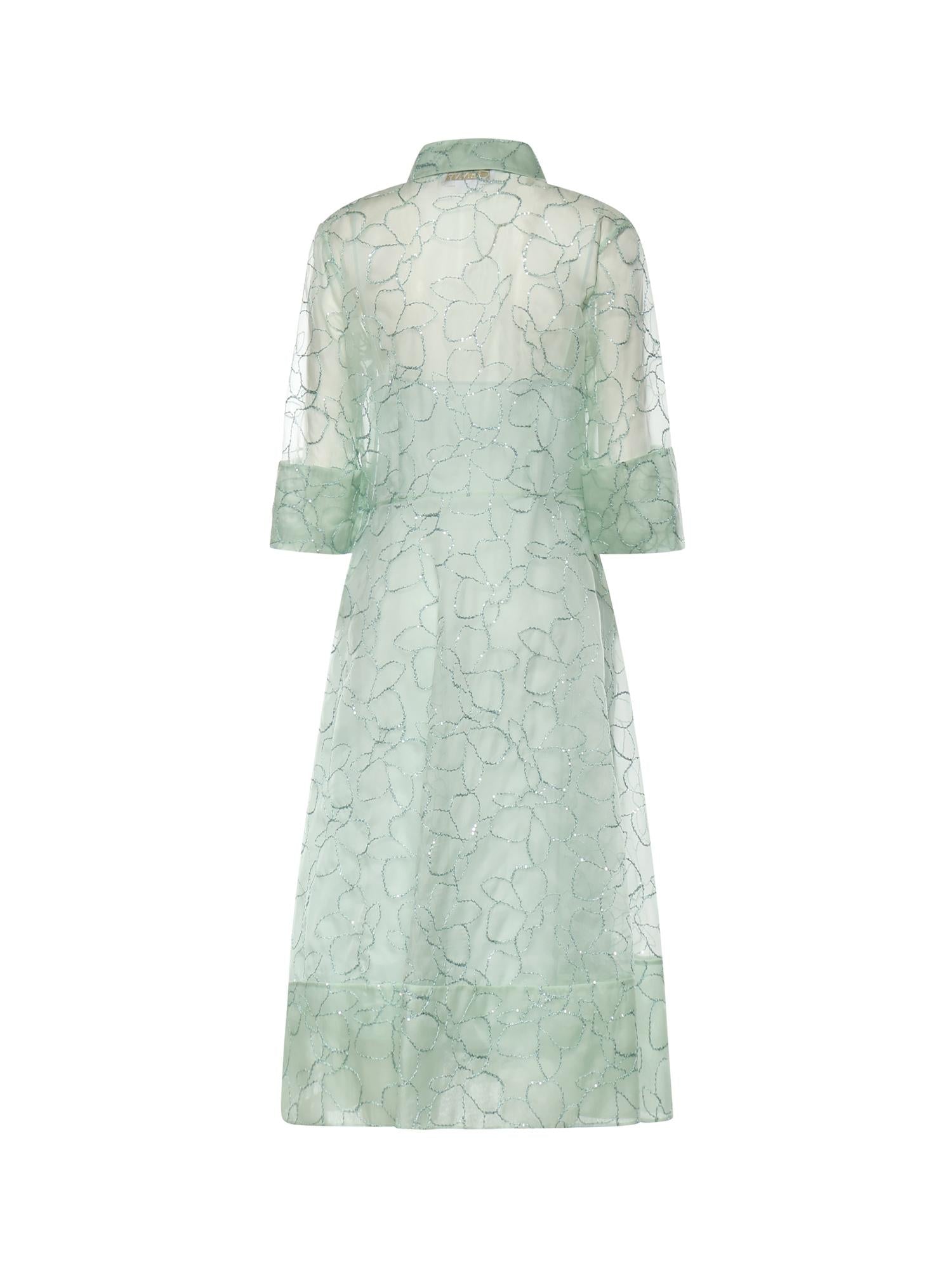 Abito in organza seta con ricamo orchidee 80AAO42F NR018197 GENNY 