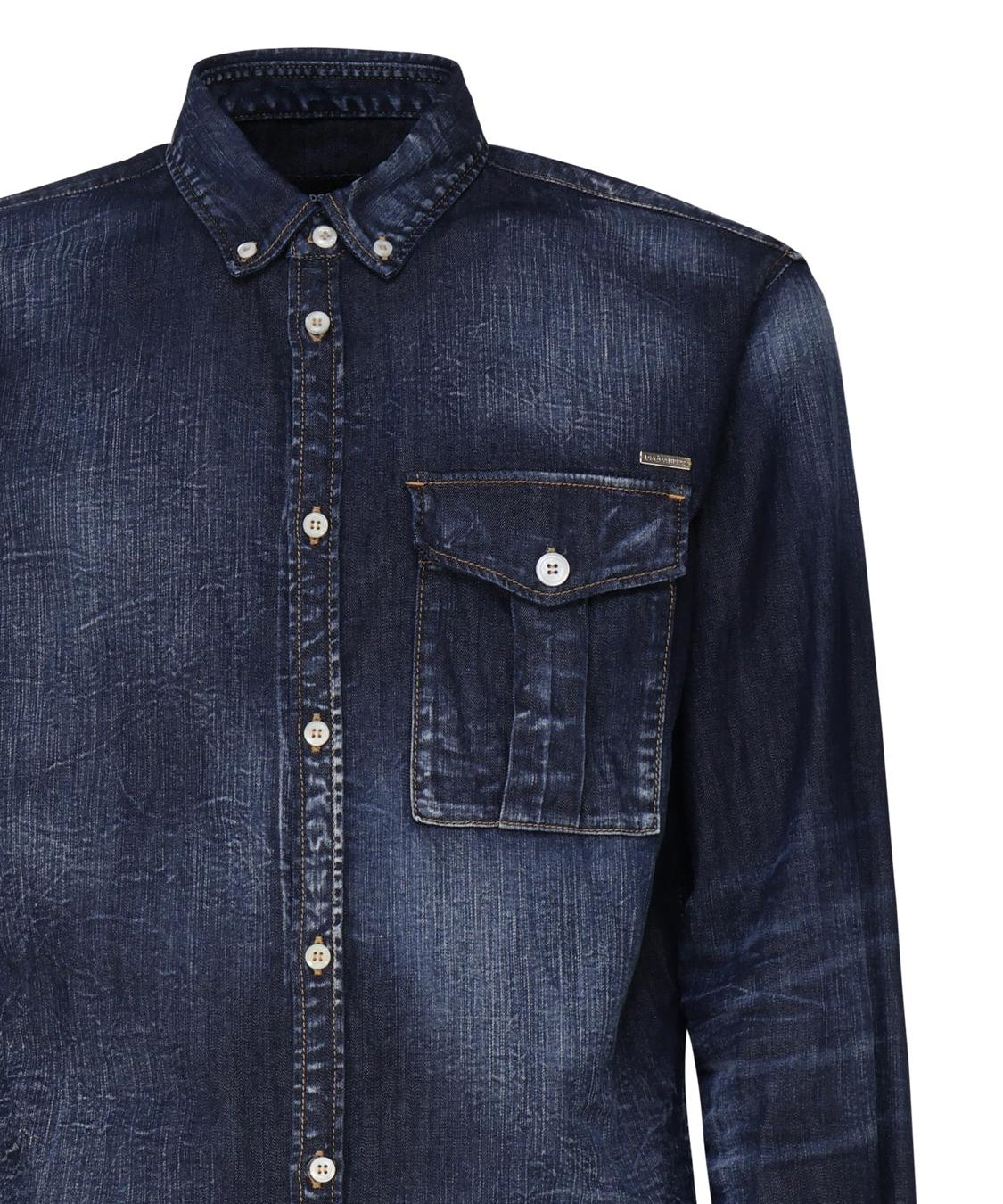 Camicia denim con placca logo S71DM0658 S30341470 DSQUARED2 