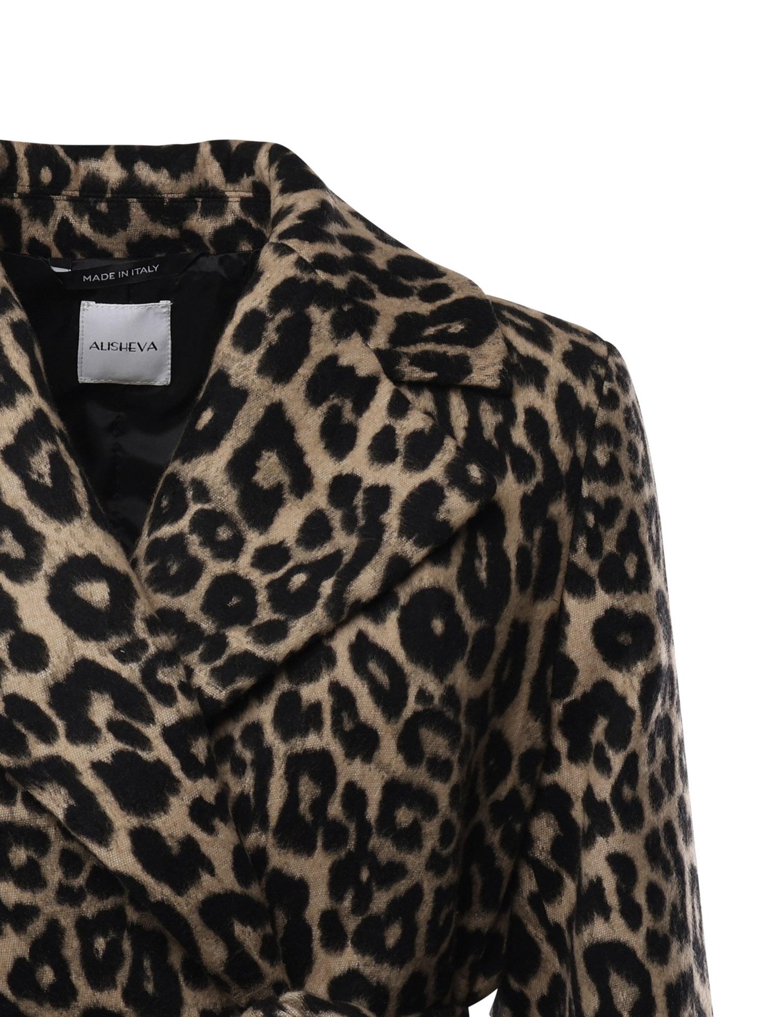 Cappotto lungo con stampa leopardo 26AL202 CAMMELLO ALISHEVA 