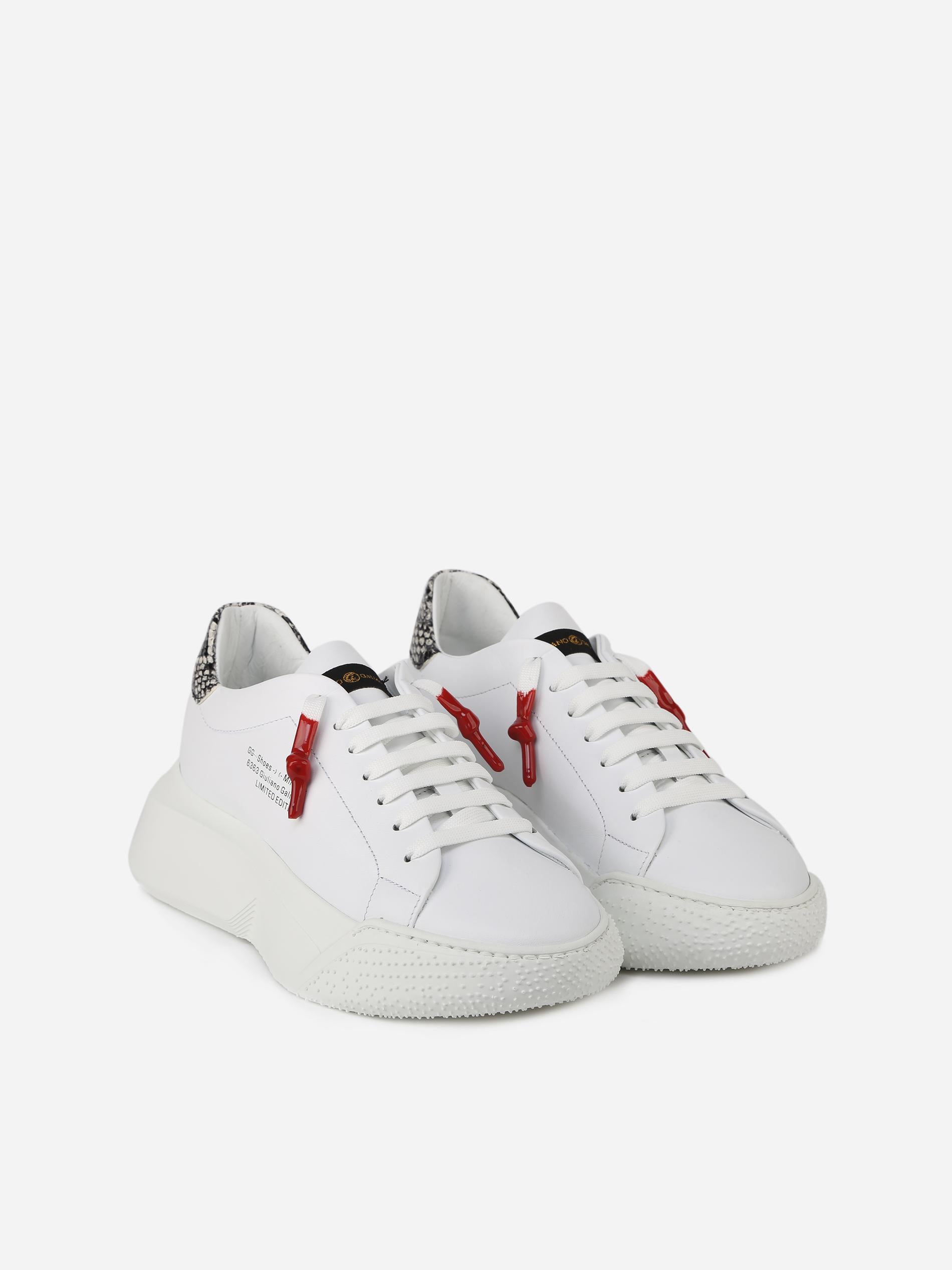 Sneakers Nemesis in nappa con lacci cerati NEMESIS2 PYTHONWHITE GIULIANO GALIANO 